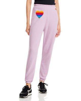 Aviator Nation Rainbow Heart Stitch Sweatpants