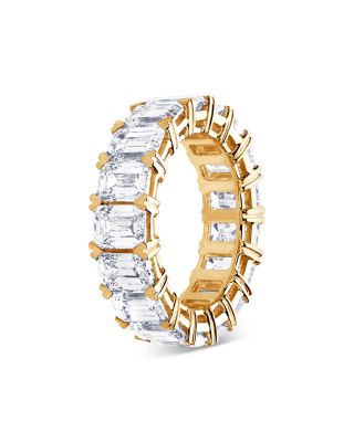Certified Lab Grown Diamond Emerald Cut Eternity Band in 18K Yellow Gold, 10.0 tcw