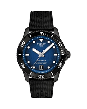 Tissot Men's Swiss Automatic Seastar 1000 Powermatic 80 Black Synthetic Strap Watch 40mm In Blue/black