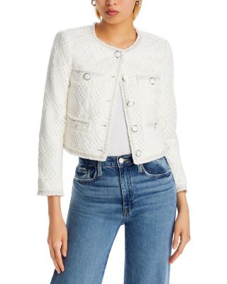 MILLY - Geometric Pattern Crocheted Cropped Jacket