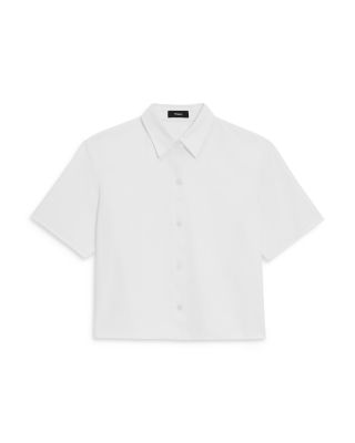 Theory Boxy Short Sleeve Oxford Shirt | Bloomingdale's