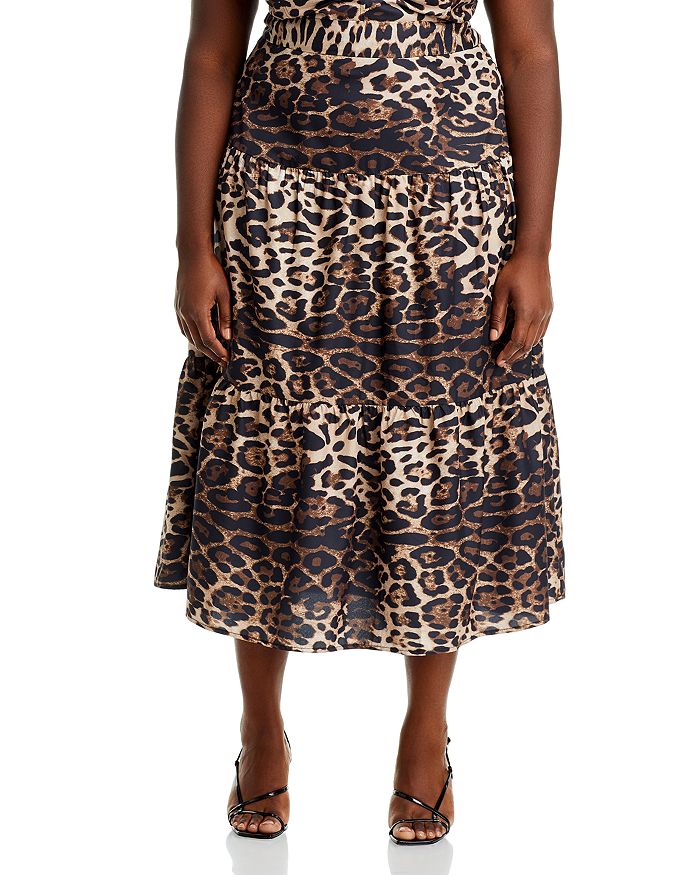 Aqua cheetah print midi skirt sale