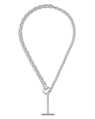 Sterling Silver Horsebit Chain Link Lariat Necklace, 20"