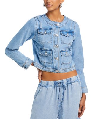 Aqua Cropped Denim Jacket - Exclusive