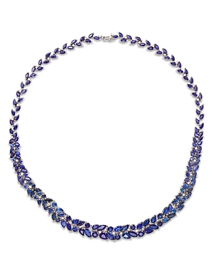 Bloomingdale's Sapphire & Diamond Statement Necklace In 14k White Gold, 17 In Blue