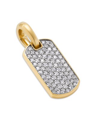 David Yurman Men's Chevron Tag in 18K Yellow Gold with Diamonds, 21mm