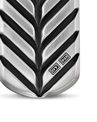 Men's Chevron Tag in Sterling Silver with Malachite, 27mm