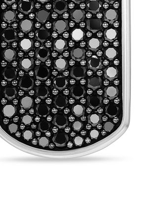 Men's Chevron Tag in Sterling Silver with Black Diamonds, 21mm