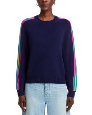 100% Cashmere Rainbow Athletic Stripe Sweater - Exclusive