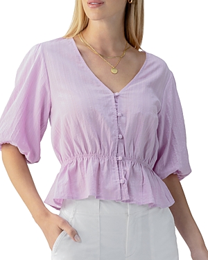 Eyelet Button Front Blouse