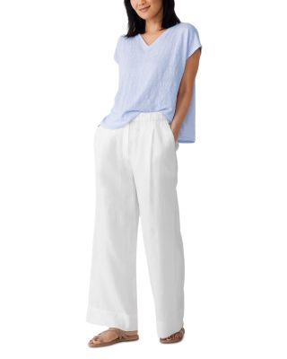 Linen V Neck Boxy Tee