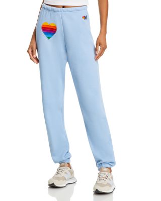 Aviator Nation Rainbow Heart Stitch Sweatpants