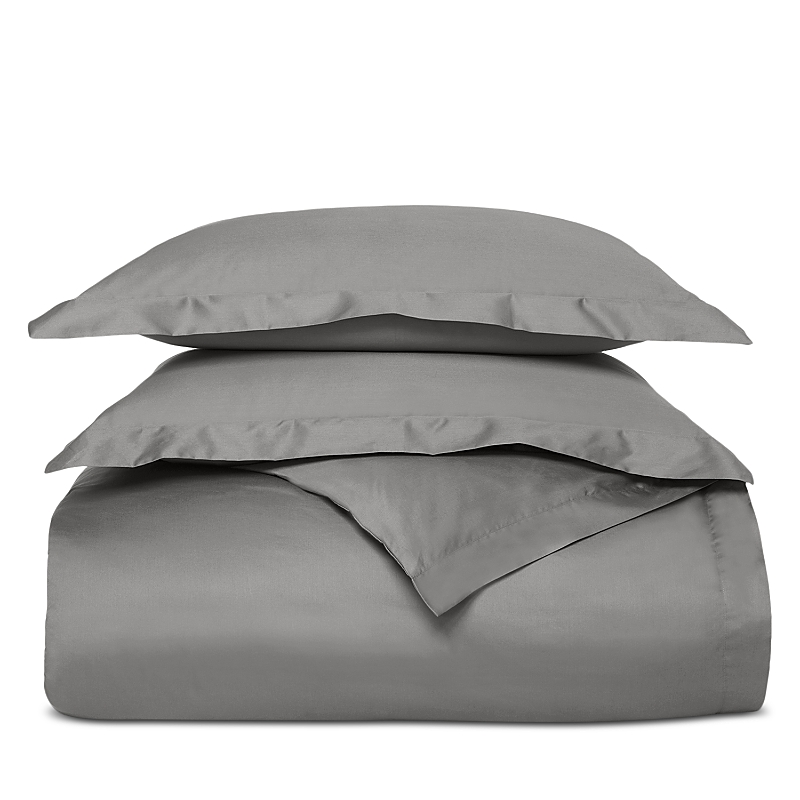 Boll & Branch Signature Cotton Hemmed Duvet Set, Twin/twinxl In Gray