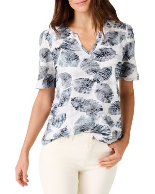 Nzt Nic+Zoe Falling Palms Split Neck Top