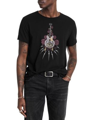 John Varvatos - Cotton Raw Edge Guitar Graphic Tee