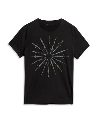 Cotton Raw Edge Daggers Circle Graphic Tee