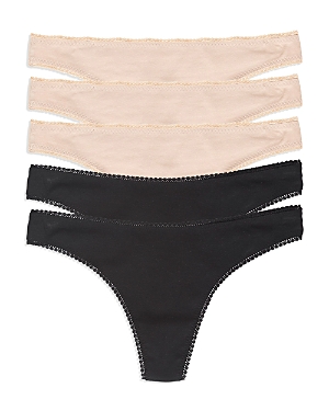 On Gossamer Cabana Hip G Thongs, Set Of 5 In Black/champagne