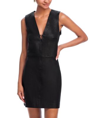 FRAME - Leather Keyhole Dress