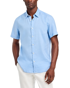 Hugo Boss S-roan-ken-sh-c1-242 Linen Blend Slim Fit Button Down Shirt In Blue
