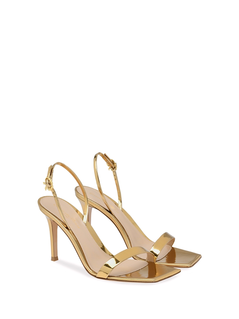 Gianvito Rossi Ribbon 105mm Stiletto Sandals In Gold Tone