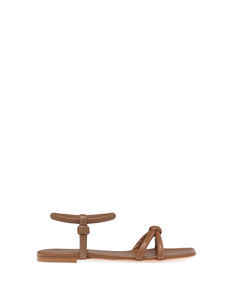 Gianvito Rossi Flat Sole Knotted Straps Sandals In Brown