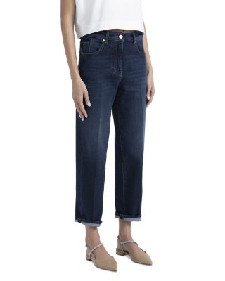 Peserico - Low Rise Ankle Boyfriend Jeans in Inkwell Blue