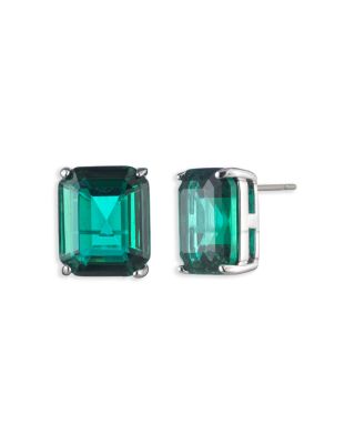 Ralph Lauren - Rectangle Stone Stud Earrings in Silver Tone