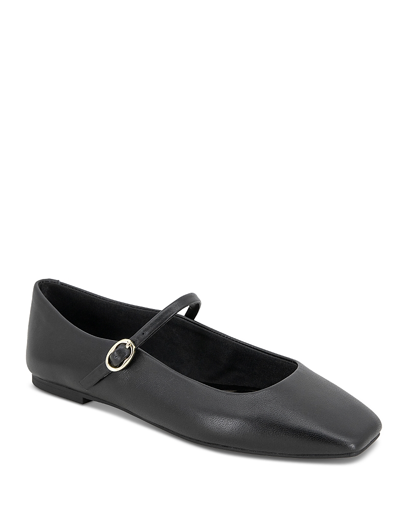 Kenneth Cole Jasper Mary Jane Flat In Black Leather