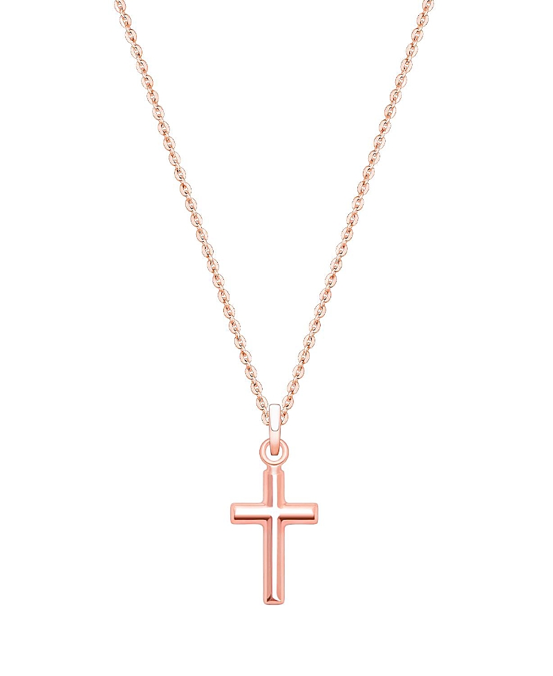 Tiny Blessings Children's 14k Gold Everlasting Faith Cross 12-14 Necklace In K Rose Gold