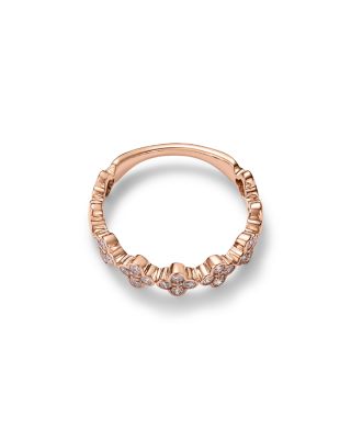 Diamond Clover Cluster Band in 14K Rose Gold, 0.44 tcw