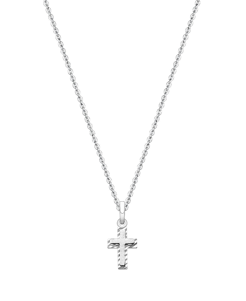 Tiny Blessings Girls' 14K Gold/Rose Gold Beautifully Beveled Cross 13-14 Necklace - Little Kid, Big Kid