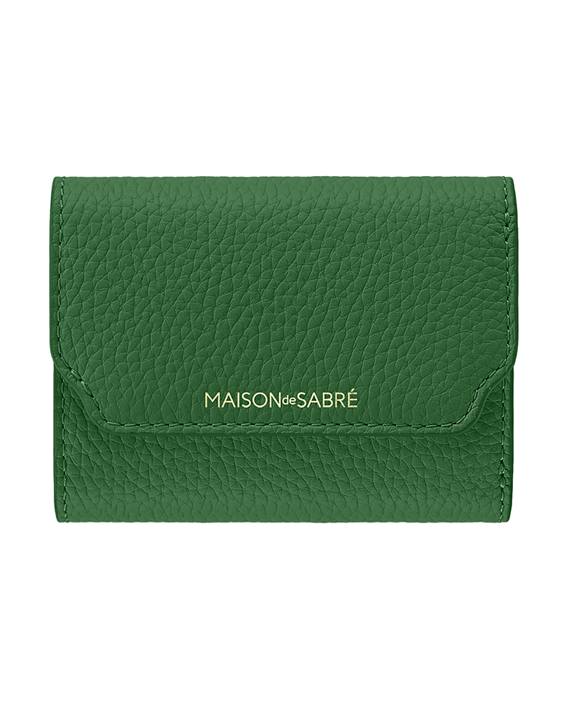 Maison De Sabre Maison De Sabré Leather Trifold Wallet In Emerald Lily