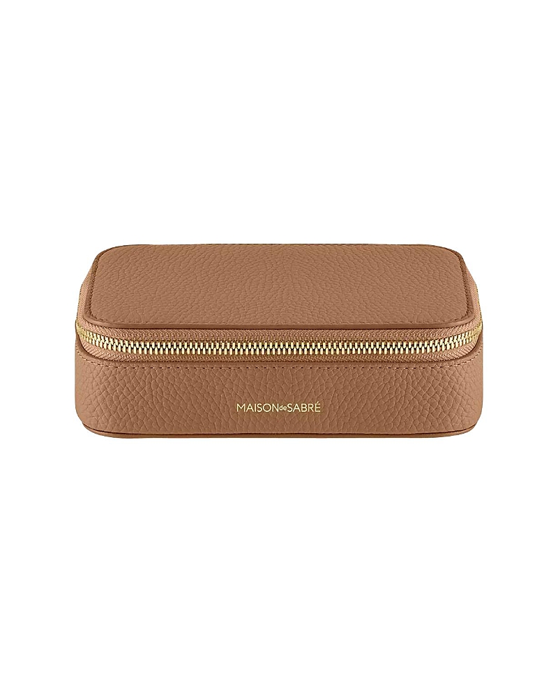 Maison De Sabre Leather Jewelry Case In Sandstone Brown