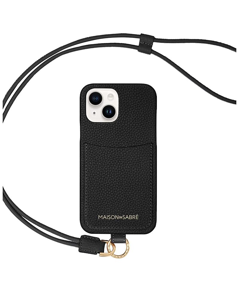 Maison De Sabre Sling Phone Case (iphone 15) In Black Caviar