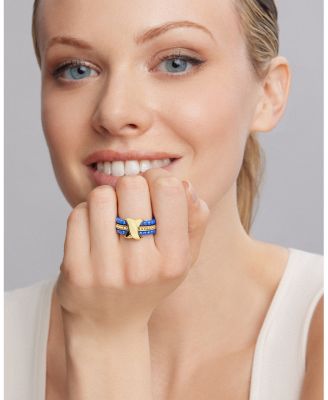 Meridian 18K Yellow Gold & Ceramic Caviar Stack Ring