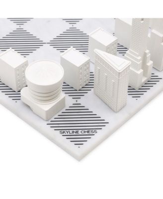 Set Of Acrylic Chess New York Edition with Marble Hatch Board - ages 14 and up