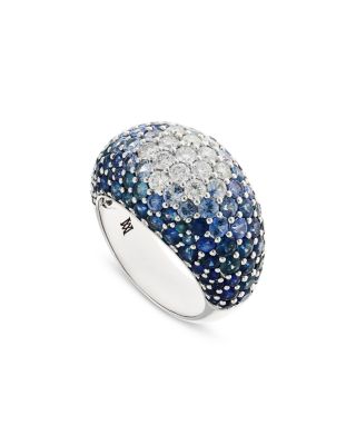 Alberto Milani - 18K White Gold Via Fiori Scuri Blue Sapphire Ombr&eacute; & Diamond Domed Cluster Ring - Exclusive, Italy Campaign