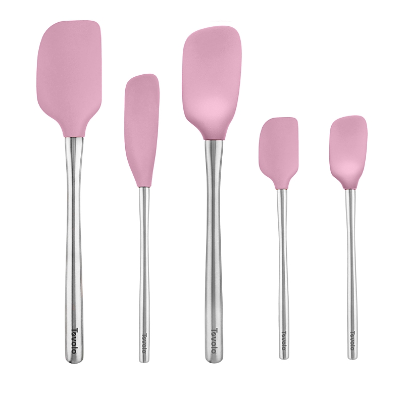 Tovolo Flex-core Silicone And Stainless Steel 5-piece Spatula Set In Pink