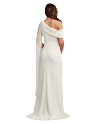 Tadashi Shoji Quill Draped Cape Sleeve Gown | Bloomingdale's