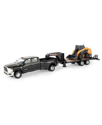 ERTL - 1/32 RAM Dually Quad Cab with CASE Skid Steer & Gooseneck Trailer Toy - Ages 3+