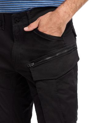 Rovic Zip 3D Regular Tapered Fit Cargo Jeans in Dark Black Brand Name