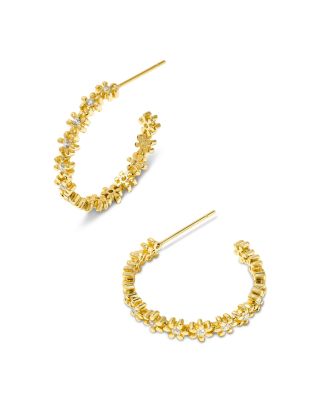Kendra Scott Nydia Cubic Zirconia Flower C Hoop Earrings in 14K Gold Plated