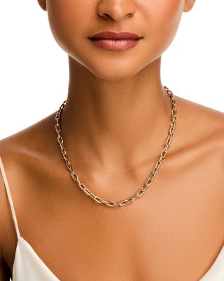 14K Yellow Gold Polished Oval Link Chain Necklace, 18"