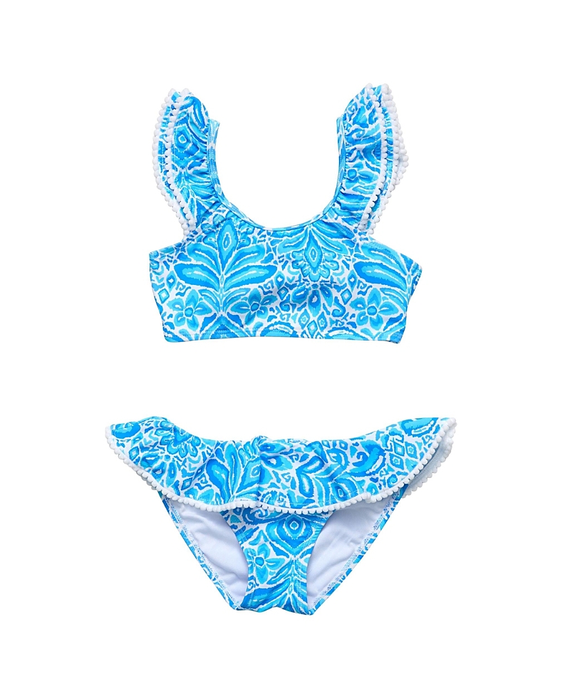 Snapper Rock Unisex Santorini Blue Frill Crop Bikini-little In Blue