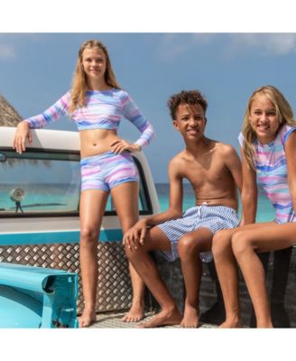  Unisex Water Hues Crop Long Sleeve Rash Top Set