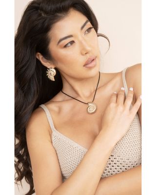 Studded Shell Statement Stud Earrings