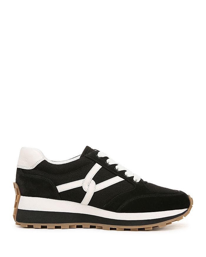 Veronica Beard Valentina Mixed Leather Retro Sneakers In Black/white