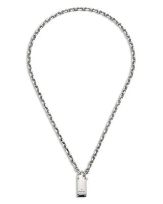 Gucci - Sterling Silver Trademark Lock Clasp Pendant Necklace, 20"