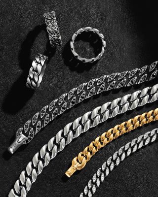 Men's Curb Chain Bracelet in Sterling Silver, 11.5mm