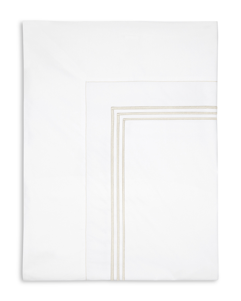 Pratesi Tre Righe Flat Sheet, King In White/beige
